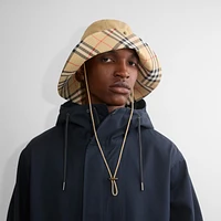 Check Brim Gabardine Hat in Flax - Men | Burberry® Official