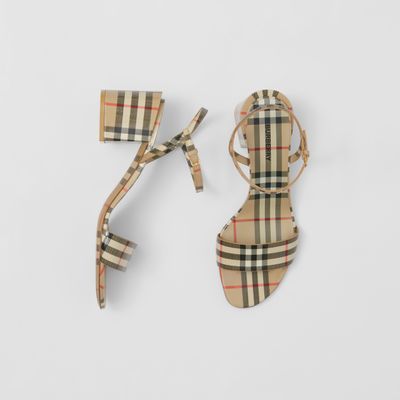 Vintage Check Patent Leather Sandals Archive Beige | Burberry® Official