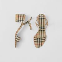 Vintage Check Patent Leather Sandals Archive Beige | Burberry® Official