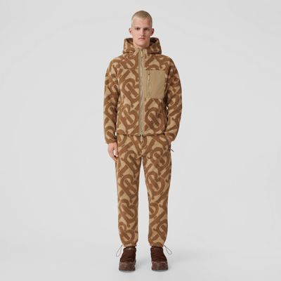 Monogram Fleece Jacquard Jogging Pants Soft Fawn - Men | Burberry® Official