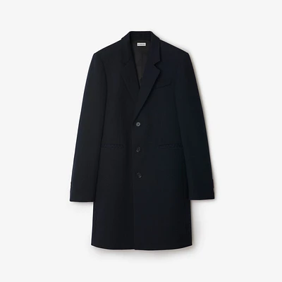Wool Tailored Coat in Navy - Men | Burberry® Official