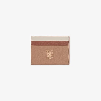Tri-tone Grainy Leather TB Card Case in Camel/archive beige/warm tan - Women | Burberry® Official