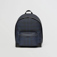 Exaggerated Check and Leather Backpack in Navy Blue - Men | Burberry® Official