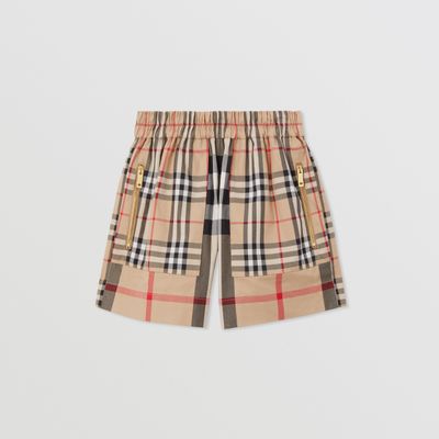 Patchwork Check Cotton Shorts Archive Beige | Burberry® Official