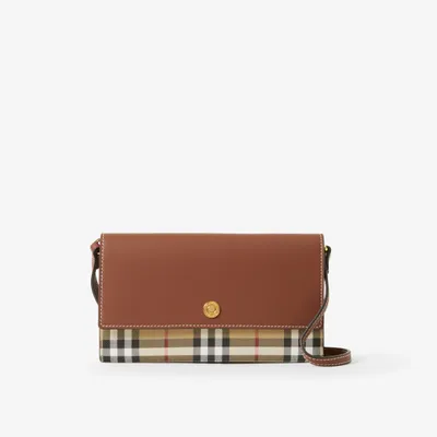 Check Wallet with Chain Strap in Archive Beige - Women
