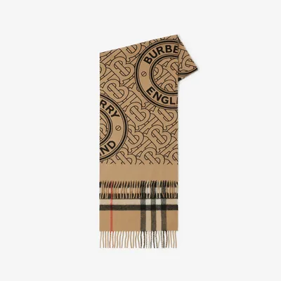 Montage Cashmere Reversible Scarf in Birch Brown