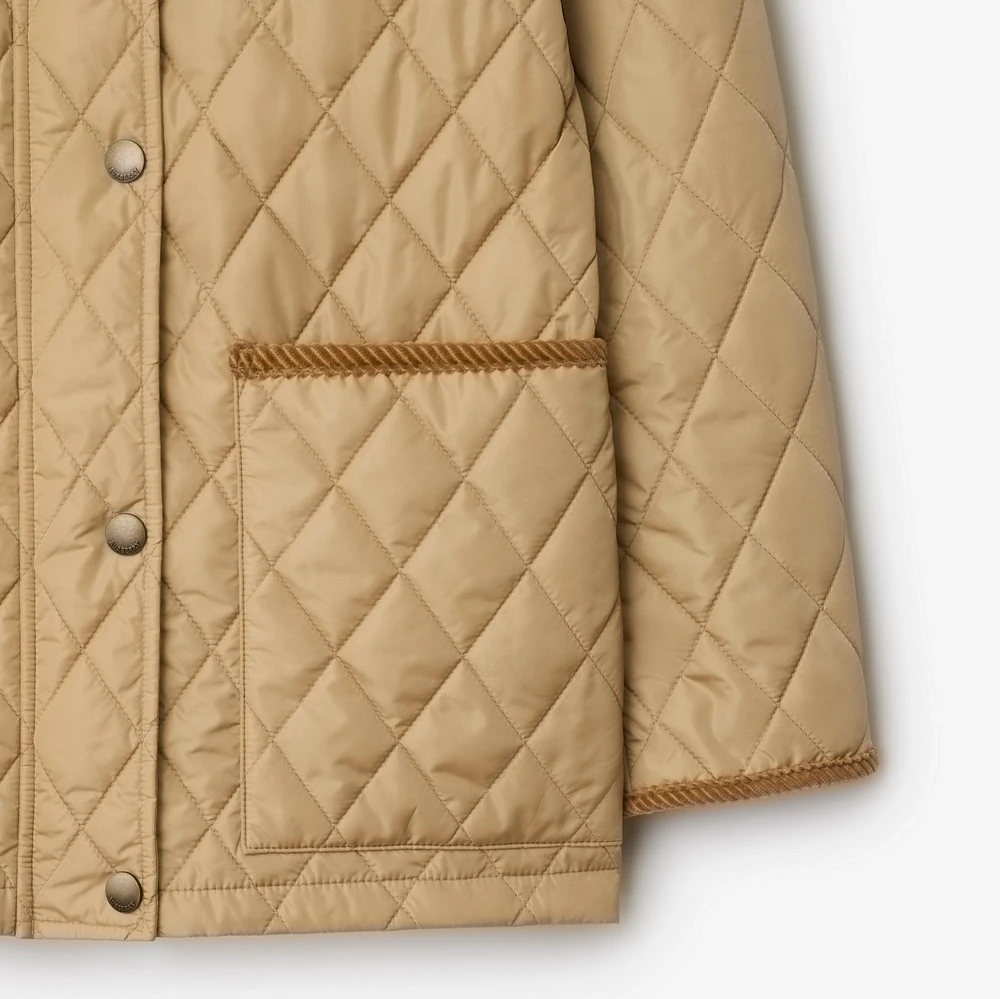 Quilted Nylon Barn Jacket in Flax/sand - Women | Burberry® Official