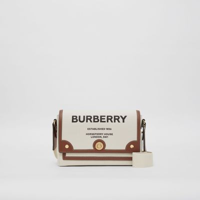 Horseferry Print Canvas Note Crossbody Bag in Natural/tan - Women | Burberry® Official