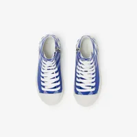 Check Gabardine High-top Sneakers in Knight - Children | Burberry® Official