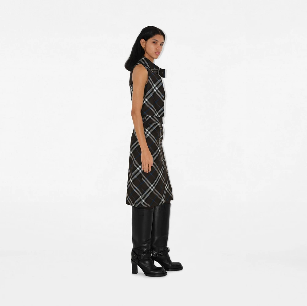 Check Wool Silk Dress in Snug - Women | Burberry® Official