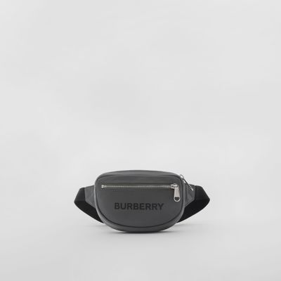 Small Logo Print Nylon Cannon Bum Bag in Charcoal Grey - Men | Burberry® Official
