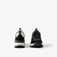 Logo Embossed, Leather, Suede and Mesh Sneakers Black - Men | Burberry® Official