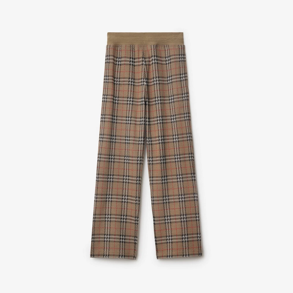 Check Cotton Blend Track Pants in Nut - Men | Burberry® Official
