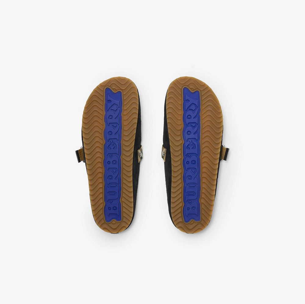 Check Suede Urchin Clogs in Black - Men | Burberry® Official