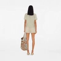 Striped Cotton T-shirt in Skylark - Women | Burberry® Official