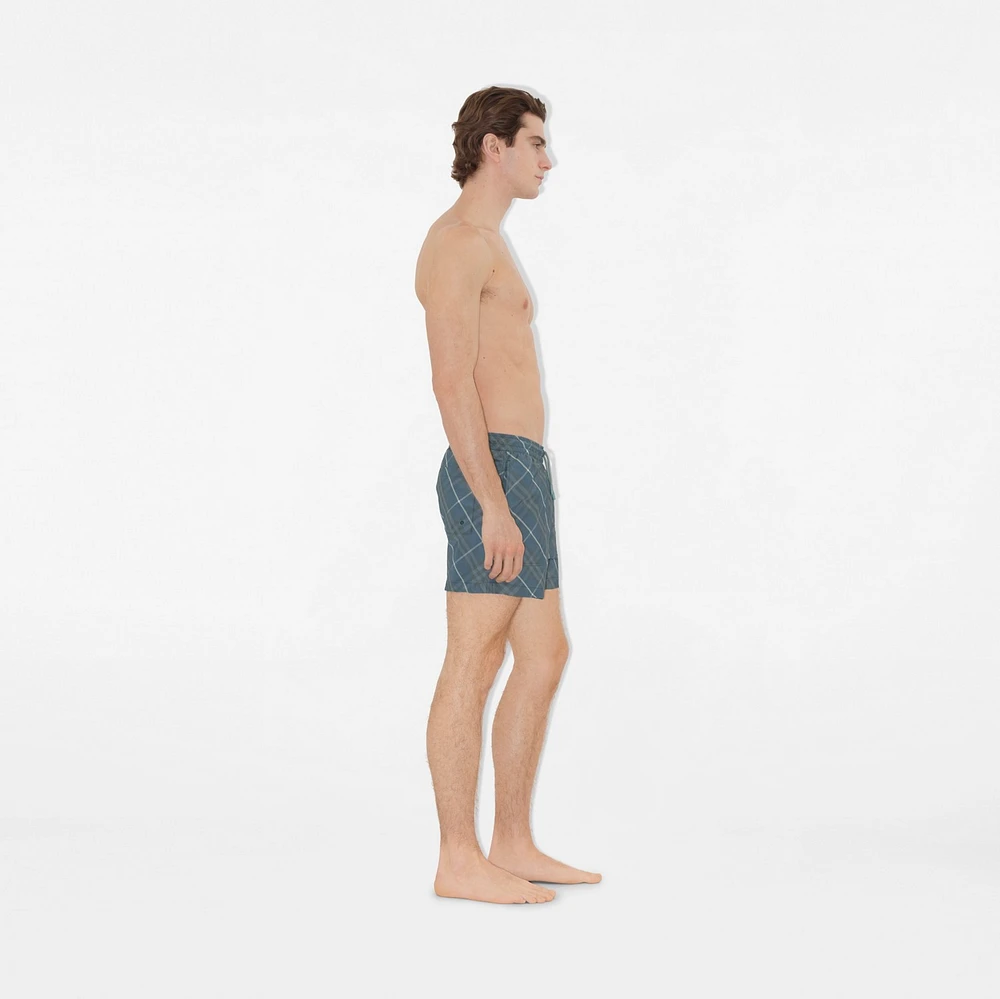 Check Swim Shorts in Pewter - Men | Burberry® Official