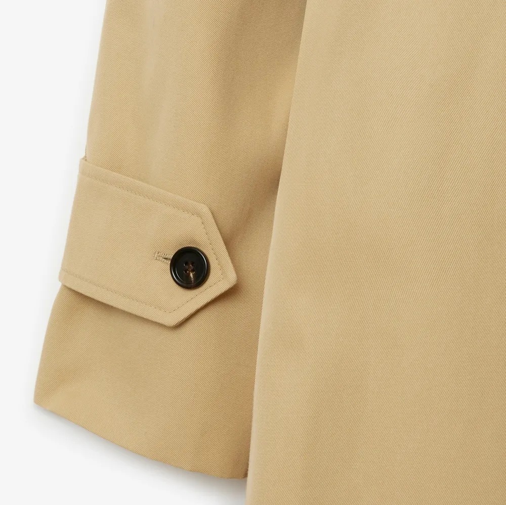 Long Cotton Blend Car Coat in Flax - Women, Cotton Gabardine | Burberry® Official