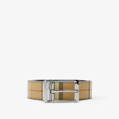 Reversible Check Belt in Archive beige/silver - Men | Burberry® Official
