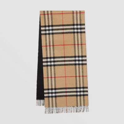 Reversible Check Cashmere Scarf in Black | Burberry® Official