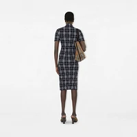 Check Wool Blend Dress in Ink/chalk - Women | Burberry® Official