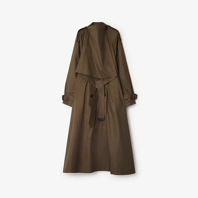 Long Gabardine Trench Coat in Military - Women, Cotton | Burberry® Official