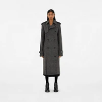 Long Wool Trench Coat in Grey melange - Women, Nylon | Burberry® Official