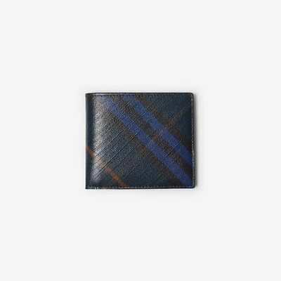 Check Bifold Wallet in Midnight - Men, Cotton, Linen | Burberry® Official