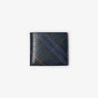 Check Bifold Wallet in Midnight - Men, Cotton, Linen | Burberry® Official