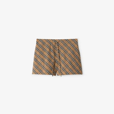 Check Cotton Pyjama Shorts in Sand - Women | Burberry® Official