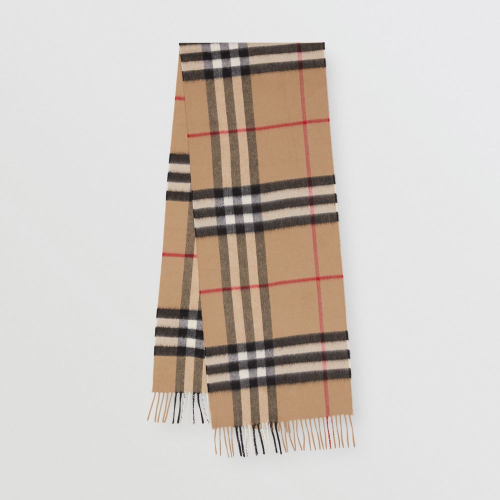 The Classic Check Cashmere Scarf in Archive Beige | Burberry® Official