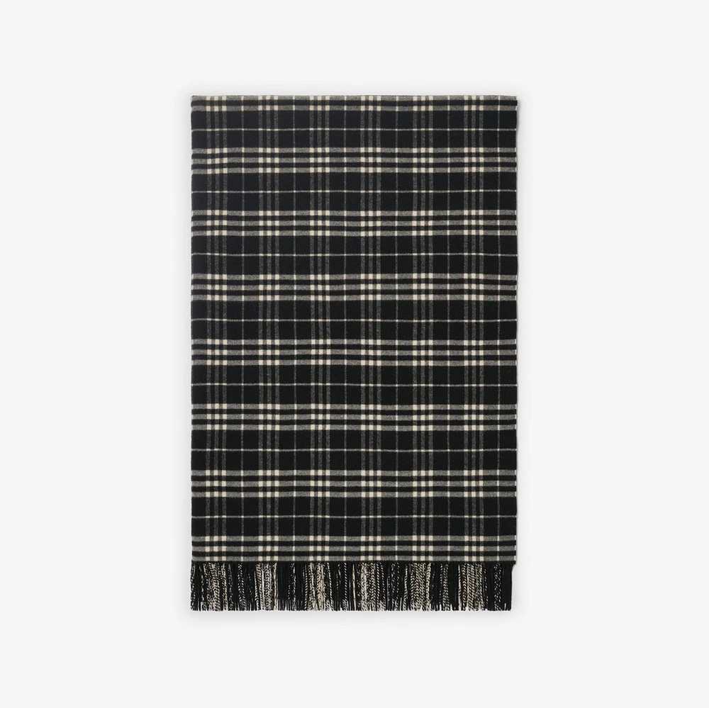 Check Wool Cashmere Blanket in Black/calico | Burberry® Official