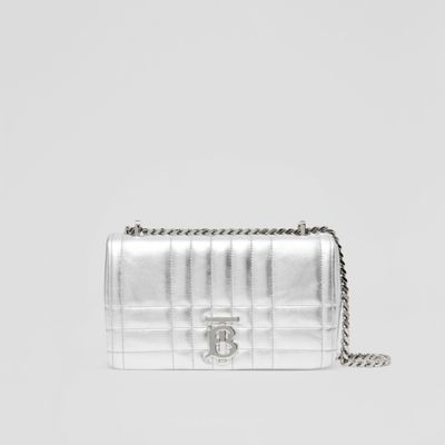 Quilted Metallic Leather Small Lola Bag in Silver - Women | Burberry® Official