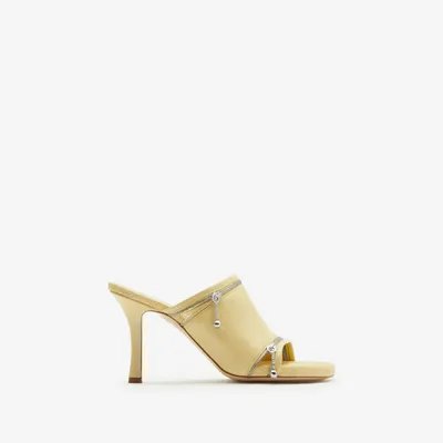 Leather Peep Sandals in Daffodil - Women | Burberry® Official