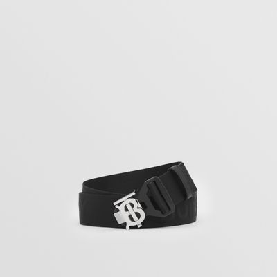 Logo Webbed Jacquard Wide TB Belt Black - Men | Burberry® Official