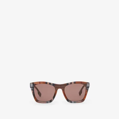 Check Square Sunglasses in Birch brown - Men | Burberry® Official