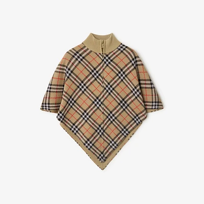 Check Wool Cape in Sand | Burberry® Official