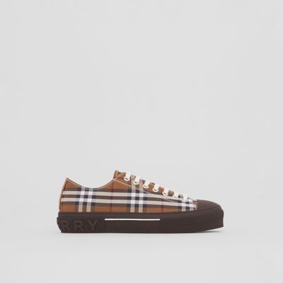 Vintage Check Cotton Sneakers Birch Brown - Men | Burberry® Official