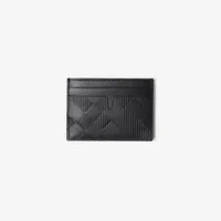 Embossed Check Card Case in Black - Men, Leather | Burberry® Official