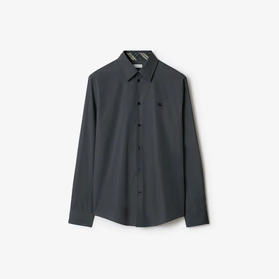 Slim Fit Cotton Shirt in Indigo - Men | Burberry® Official