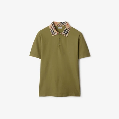 Check Collar Cotton Polo Shirt in Estate - Men | Burberry® Official