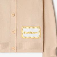 Logo Patch Wool Cardigan in Pale stone | Burberry® Official