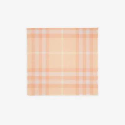 Check Cashmere Silk Scarf in Peach | Burberry® Official