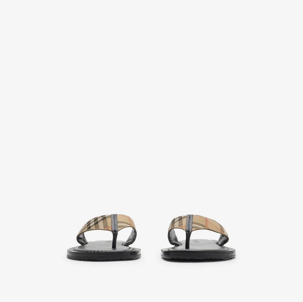 Check Pavilion Sandals​ in Sand - Men, Nylon | Burberry® Official