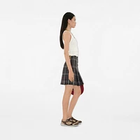 Check Wool Mini Kilt in Fig/black amethyst - Women | Burberry® Official