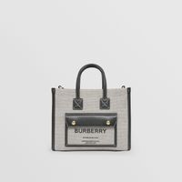 Two-tone Canvas and Leather Mini Freya Tote in Black - Women | Burberry® Official