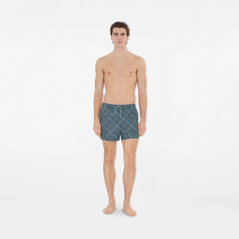 Check Swim Shorts in Pewter - Men | Burberry® Official