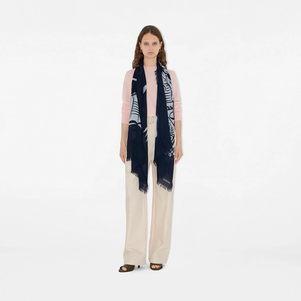 Wide EKD Wool Scarf in Bank | Burberry® Official