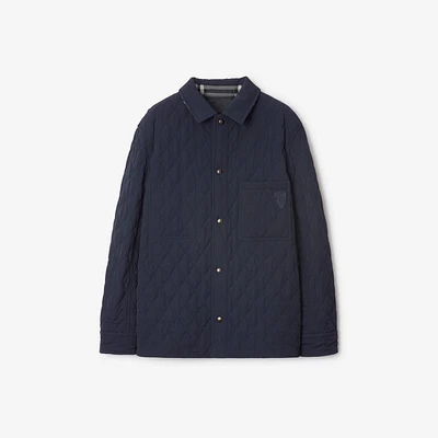 Reversible Quilted Nylon Overshirt in Navy/charcoal melange - Men | Burberry® Official