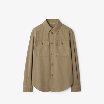Cotton Overshirt in Quill - Men | Burberry® Official