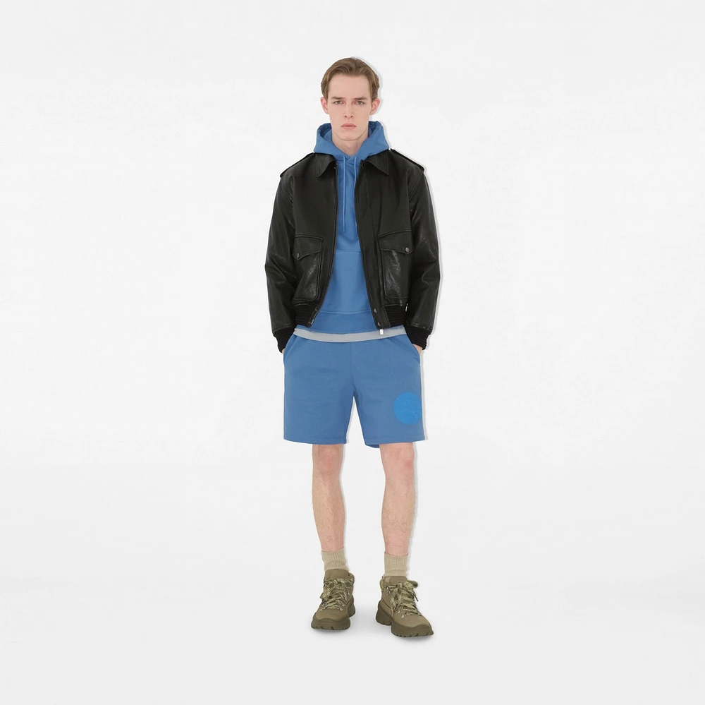 EKD Badge Cotton Shorts in Pool - Men | Burberry® Official
